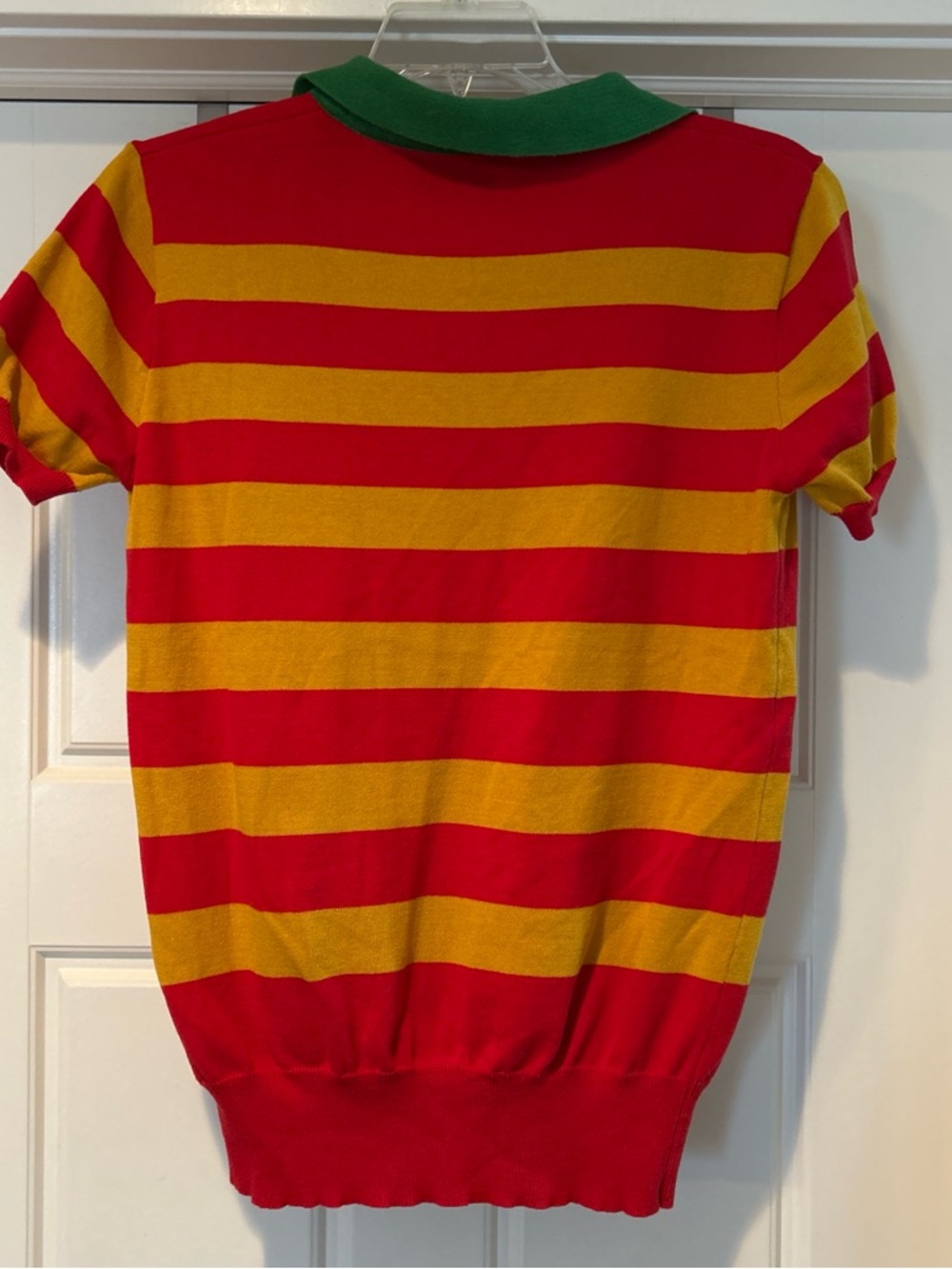 Striped V-Neck Polo Sweater with Dog Motif - Picture 6 of 6